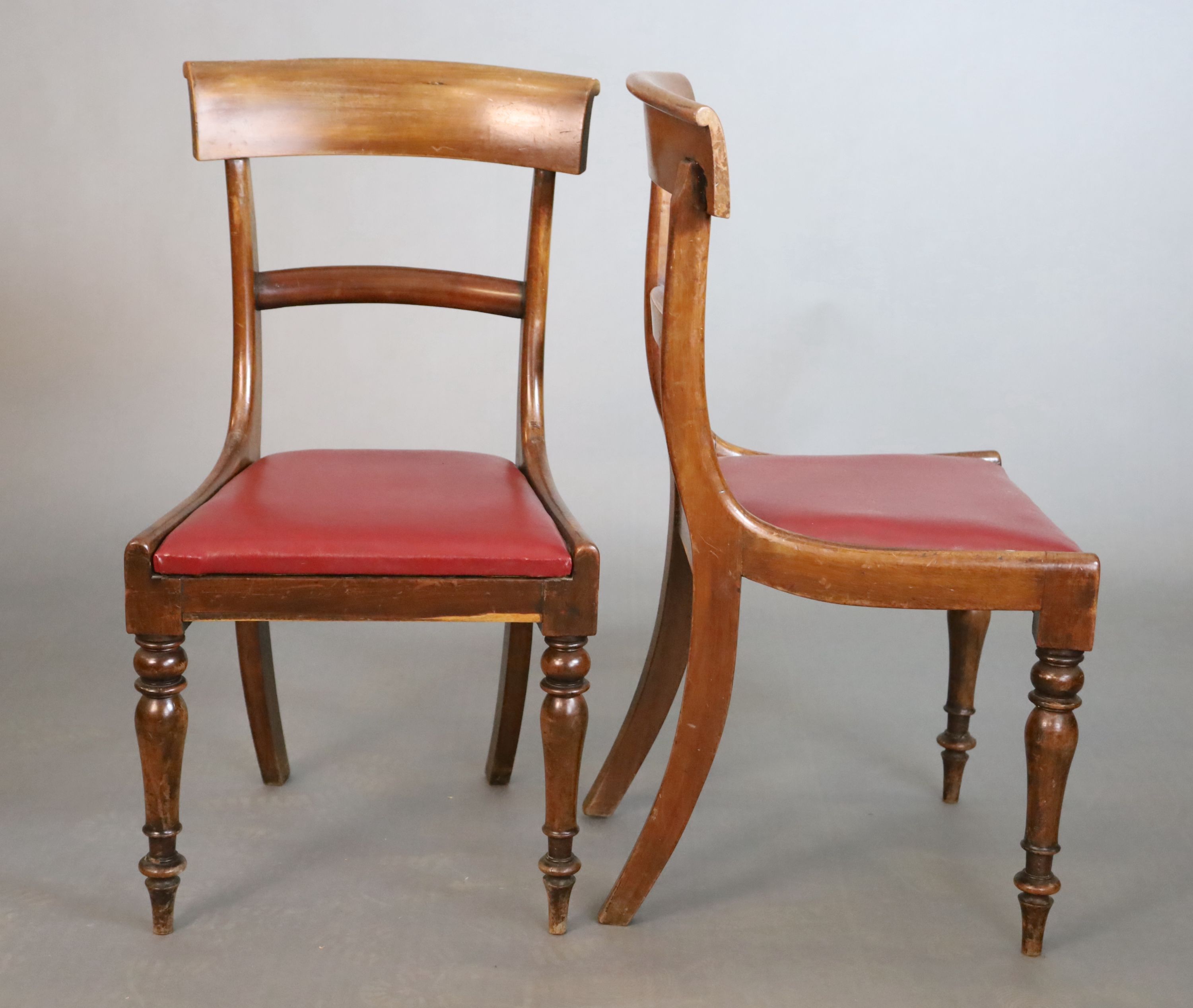 A set of five William IV mahogany dining chairs, W.45.5cm H.89cm